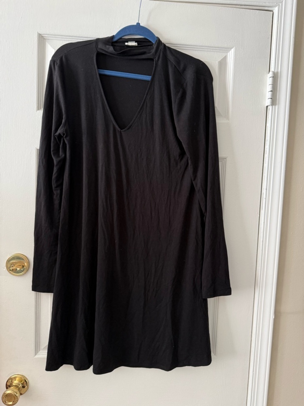 Garage Black Long Sleeve V-Neck Dress